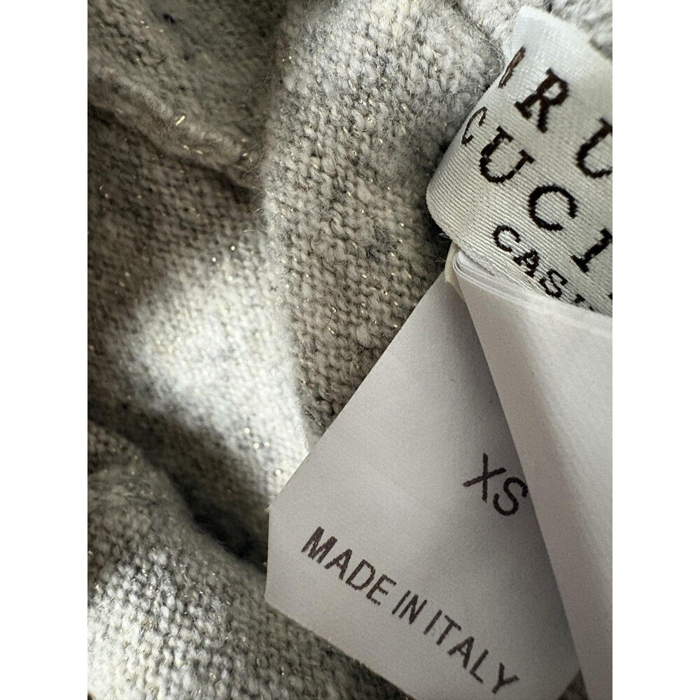 Brunello Cucinelli Jogger Pants Womens XS Gray Cashmere Knit Glitter Italy - Picture 8 of 9